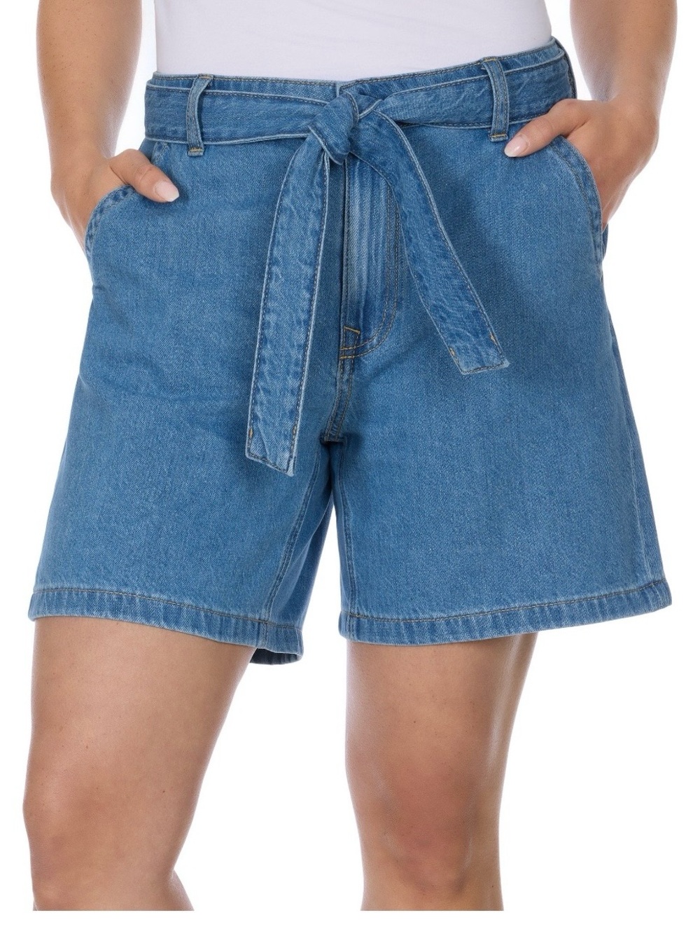 NWT Tommy Hilfiger women blue Denim Tie-Belt Shorts